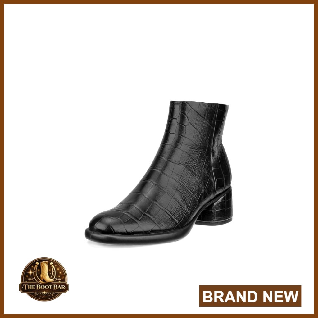 Sculpted Leather Mid Boots Elegant Minimal Chic Ankle Booties Platform Heel